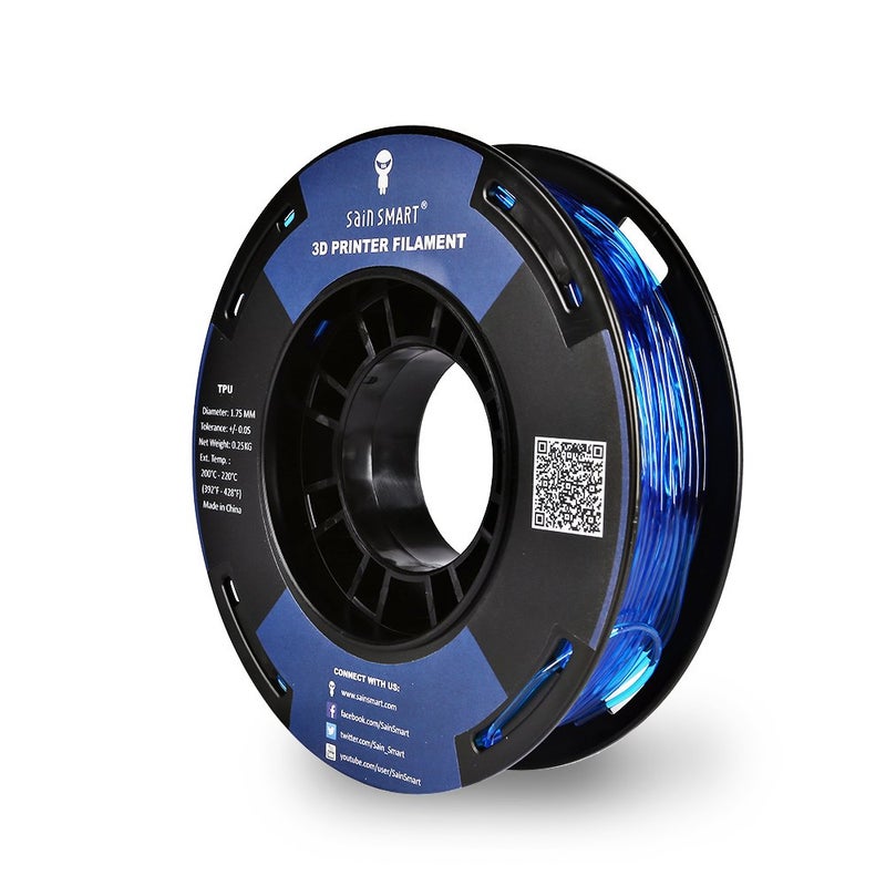 SainSmart - TPU-BLU-0.25KG1.75 SAINSMART 1.75mm 250g Flexible TPU 3D Printing Filament, Dimensional Accuracy +/- 0.05 mm (Blue) - Image 1